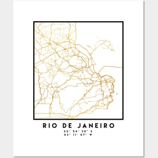 RIO DE JANEIRO BRAZIL CITY STREET MAP ART Posters and Art